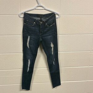 Jennifer Lopez Dark Blue Distressed Skinny Jeans